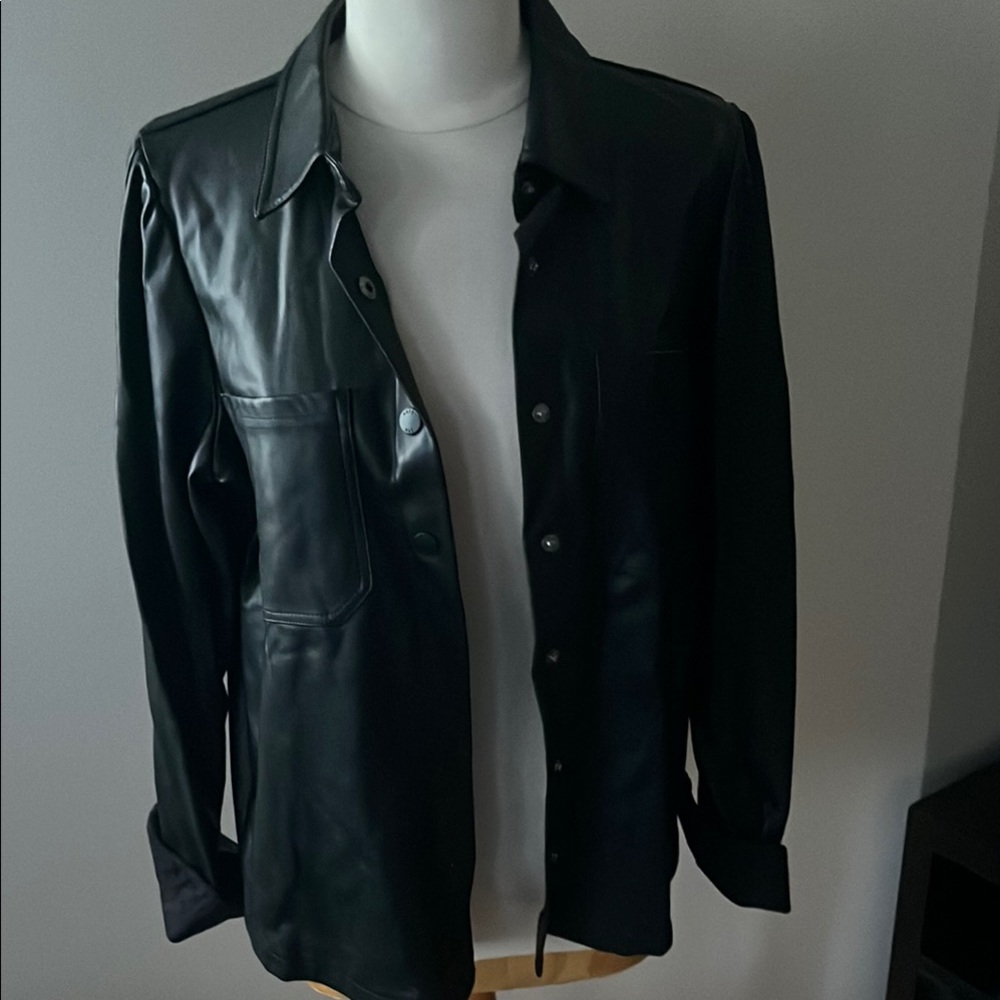 Noisy may Black Leather Shacket